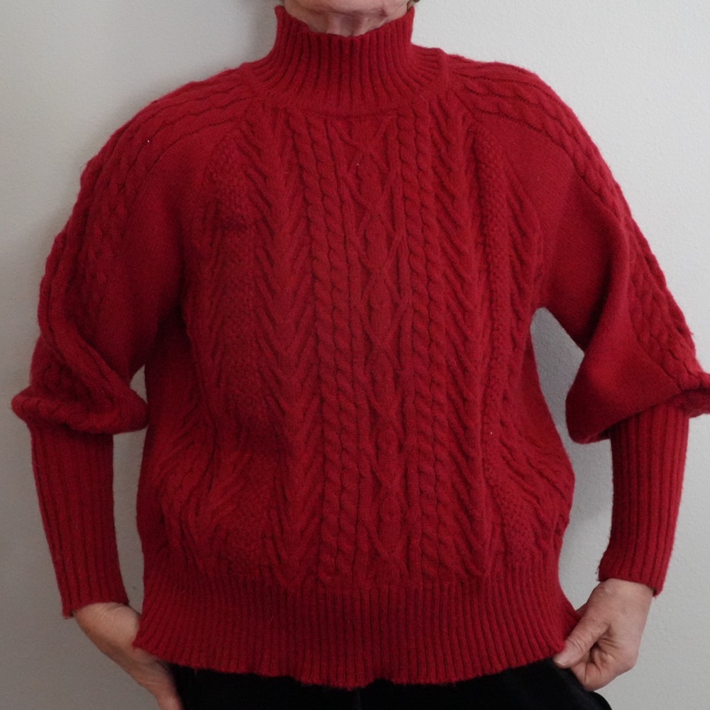 Men's Red Cable Knit Sweater